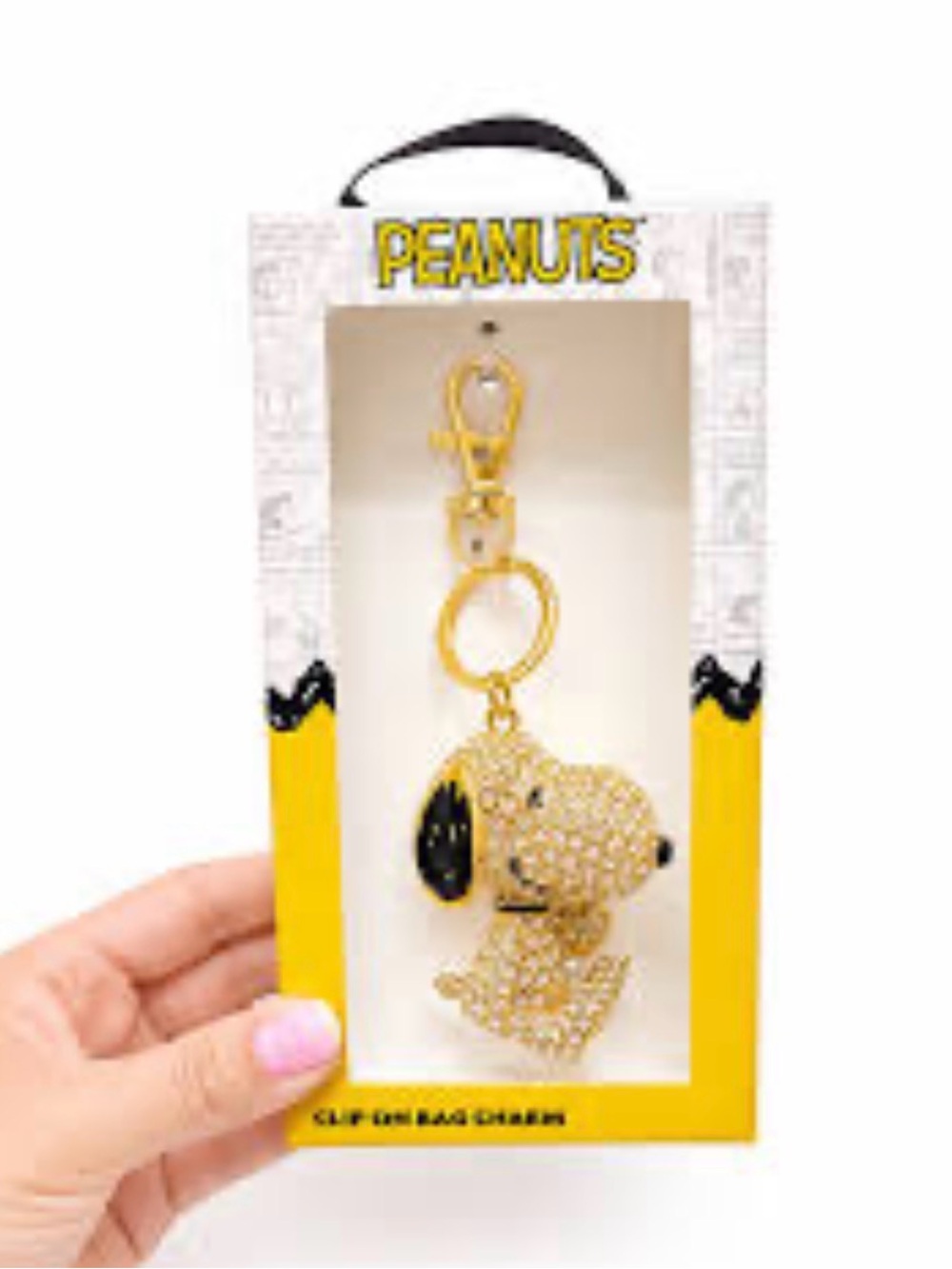 NWT ⚜️🖤⚜️ PEANUTS Snoopy Sparkling Pave Bling Jeweled Key Chain Bag Charm - Picture 8 of 9